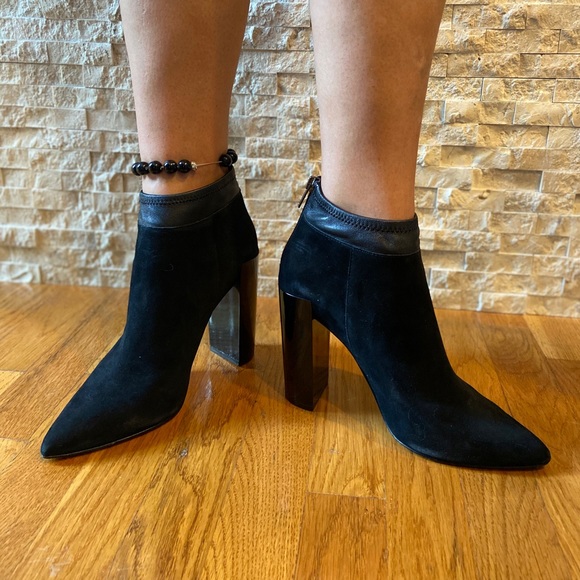 Saks Fifth Avenue Suede Claudine Black Booties Sz9 - Picture 5 of 8